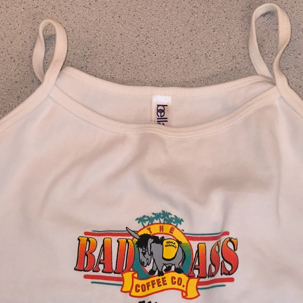 bella Brand Women's Bad Ass Coffee Co. Maui, Hawaii White Tank W/Donkey-NWOT - Picture 3 of 8